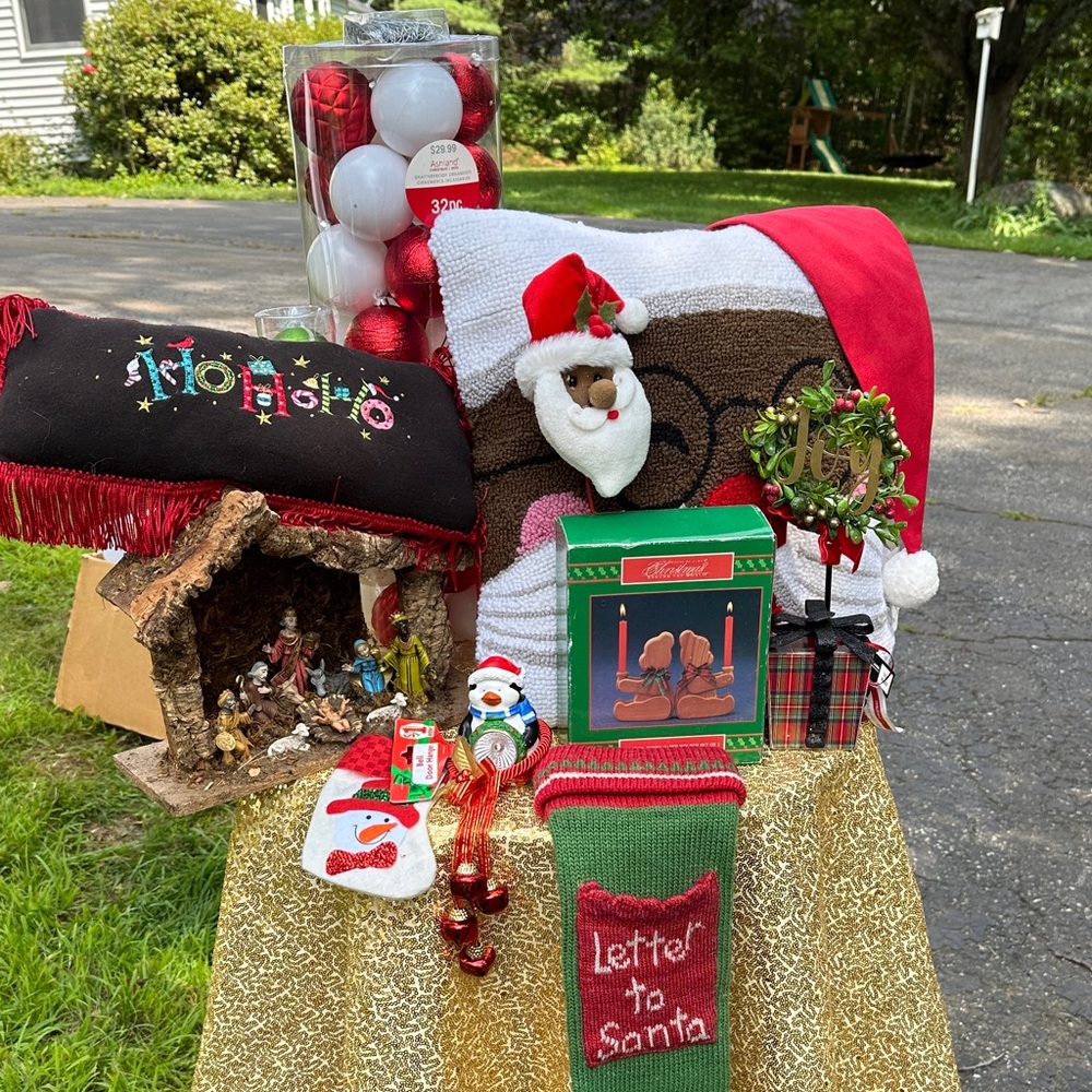 Festive Holiday Decor Set with Red and White Accents
